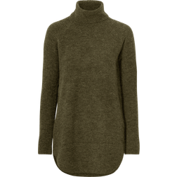 Pieces Knit High Neck Tunic - Dark Olive