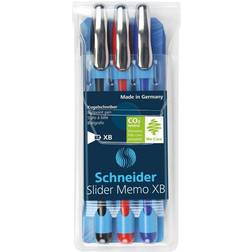 Schneider Slider Memo Ballpoint Pens Black Blue Red (Wallet Of 3Pcs)