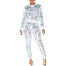 Voikerdr Women's Night Clubwear Outfits 2 Piece - White
