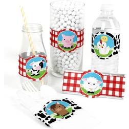 Farm Animals Baby Shower or Birthday Party Diy Wrapper Favors & Decor 15 Ct Red