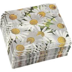 100 Pack White Daisy Paper Napkins for Baby Shower, Wedding, and Birthday Party (6.5 x 6.5 In)
