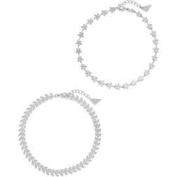 Sterling Forever Floral Anklet Duo Set - Silver