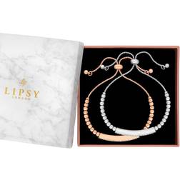 Lipsy Tri Tone Bar Toggle Bracelets 2 Pack Gift Boxed, Rose