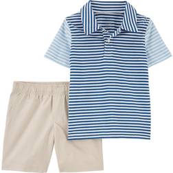 Carter's Jersey Polo & Canvas Short 2-piece Set - Blue Multi