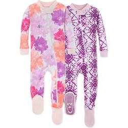 Burt's Bees Baby Size 24M 2-Pack Watercolor Spring Footed Sleeper Purple Purple 24 Months