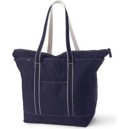 Lands' End Zip Top Canvas Tote Bag, Size: XL, Blue