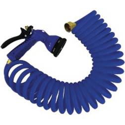 Whitecap 15' Blue Coiled w/Nozzle & 3/4" Male/Female Brass Fittings