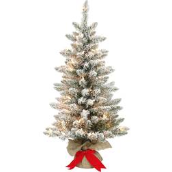Puleo International 3 Pre-Lit Flocked Fraser Fir Artificial Christmas Tree