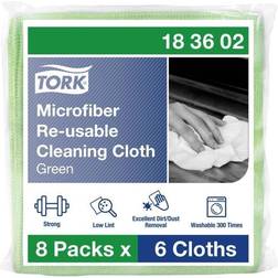 Tork Green Microfibre Cloths Cleaning, 6
