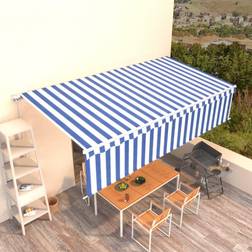 vidaXL Manual Retractable Awning with Blind 6x3m Blue&White