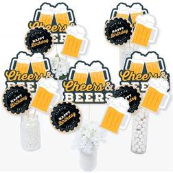 Cheers and Beers Happy Birthday Centerpiece Sticks Table Toppers Set of 15 Yellow