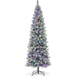 GlitzHome Flocked Pencil Christmas Tree 108"