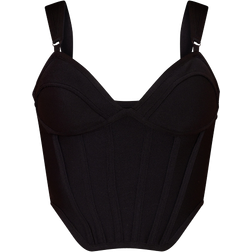 PrettyLittleThing Bandage Dip Hem Bust Cup Corset - Black