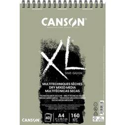 Canson XL Sand Grain Dry Mixed Media 160gsm Paper A4 Grey Landscape Drawing Pad with Sandpaper-Like Finish, Spiral-bound with 40 Sheets, Ideal fo