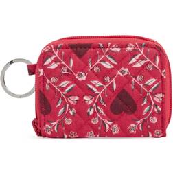 Vera Bradley Women s Recycled Cotton RFID Petite Zip-Around Wallet Imperial Hearts Red
