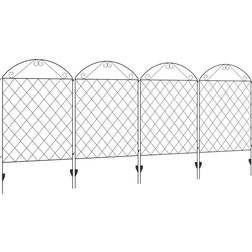 OutSunny Garden Fence, 4 Pack Fence Panels, Flower