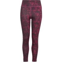 Adidas Aeroready Animal Print Optime 7/8 High Rise Pocket Tights - Semi Lucid Fuchsia/Carbon/White (IC0352)