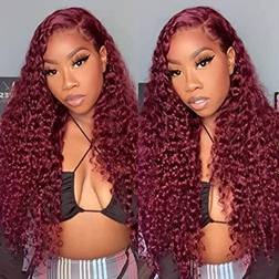 iSee 13x4 Lace Front Wig 22 inch 99J Burgundy