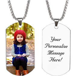 Interway Trading Personalized Custom Photo and Message Necklace - Silver/Multicolour