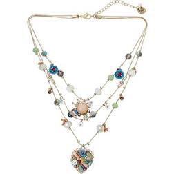 Betsey Johnson Flower Heart Illusion Necklace - Gold/Multicolour