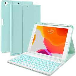 iPad 7th/8th/9th Generation Case with Keyboard 10.2-inch 2019/2020/2021, iPad Air 3rd/Pro 10.5-inch 2017 Compatible, 7 Color Backlit Keyboard BT/Wireless/Detachable with Pencil Holder