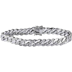 PalmBeach Men's Curb Link Bracelet - Platinum/Transparent