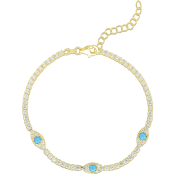 Sphera Milano Sphera Milano Evil Eye Tennis Bracelet - Gold/Blue/Transparent