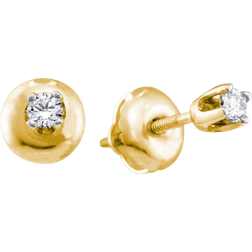 Jewelry Outlet Infant Round Solitaire Earrings - Gold/Diamond