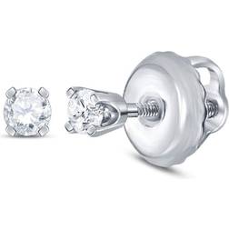 Jewelry Outlet Girls Round Diamond Solitaire Earrings - Silver/Transparent