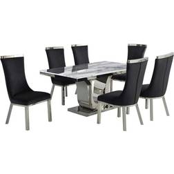 Best Quality Furniture 7pc Marble Dining Set