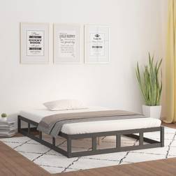 vidaXL grey, 120 Solid Wood Bed Frame Bettrahmen