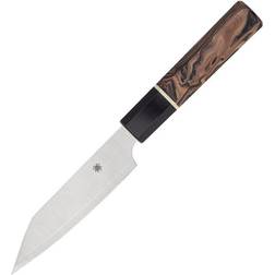 Spyderco Itamae Petty Premium Kitchen Knife with 4.59" SUS410 Super Blue Blade Burl G-10