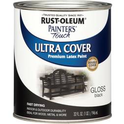 Rust-Oleum 1979502 Touch Latex Quart, Gloss Wood Paint Black
