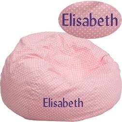 Flash Furniture DG-BEAN-LARGE-DOT-PK-TXTEMB-GG Personalized Oversized Light Pink Dot Bean Bag