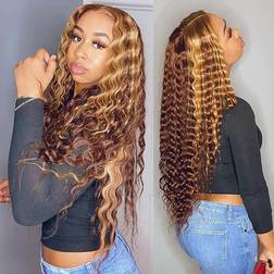 BLY Lace Front Deep Wave Wigs 24 inch #4/27 Ombre