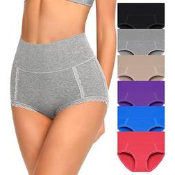 Misswho High Waisted Soft Womens Underwear Breathable Panties 6-pack