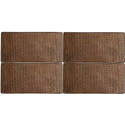 Premier Copper Products 3 6 in. Hammered Copper Decorative Wall Tile in Oil Rubbed Bronze 4-Pack