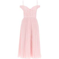 Self-Portrait Women's Print Chiffon Midi Dress - Pink Gingham