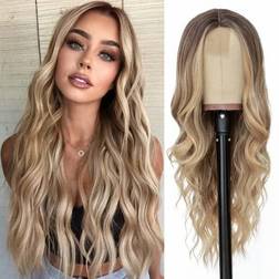 Nayoo Middle Part Curly Wavy Wig 26 inch Ombre Blonde