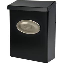 Architectural Mailboxes Designer Black with Satin Nickel, Steel, Locking, Wall Mount