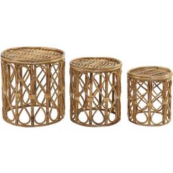 Dkd Home Decor Set of 3 Natural wicker Beistelltisch