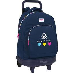 Benetton School Rucksack with Wheels Love Navy Blue (33 x 45 x 22 cm)