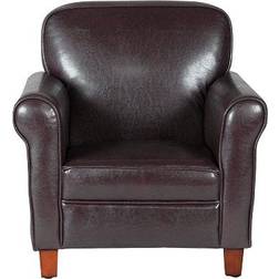 HomePop Faux Leather Accent Chair with Rolled Arms