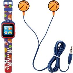 iTouch Playzoom Kid's Navy Sports Silicone Strap Touchscreen Smart 42mm with Earbuds Gift Set