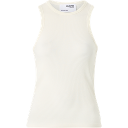 Selected Anna Ribbed Tank Top - Snow White