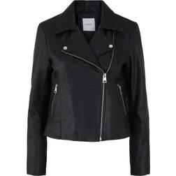 Pieces Susse Leather Jacket Black