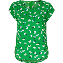 Only Printed Top with Short Sleeves - Aqua/Green Bee