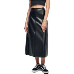 Urban Classics Synthetic Leather Midi Skirt - Black