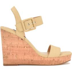 Nine West Courts Wedge Sandals Natural Raffia