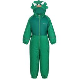 Regatta Girl's Childrens/Kids Mudplay III Dinosaur Waterproof Puddle Suit Green/Jellybean Green